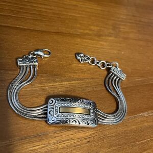 BRIGHTON RHYTHMS Silver and gold Four Strand Bracelet With Inset Crystals